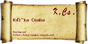 Kóka Csaba névjegykártya